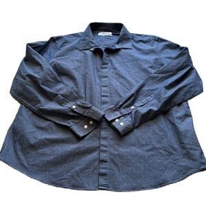 Cedarwood State Long Sleeve Navy Blue Polka Dot Button Up Shirt XXL EUC Slim Fit
